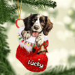 Customized English Springer Spaniel in Stocking Christmas Ornament for English Springer Spaniel Lovers
