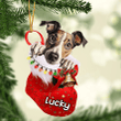 Customized Greyhound in Stocking Christmas Ornament for Greyhound Lovers