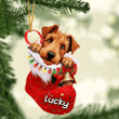 Customized Irish Terrier in Stocking Christmas Ornament for Irish Terrier Lovers
