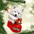 Customized Samoyed in Stocking Christmas Ornament for Samoyed Lovers