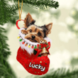 Customized Yorkshire Terrier in Stocking Christmas Ornament for Yorkshire Terrier Lovers