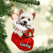 Customized West Highland White Terrier in Stocking Christmas Ornament for West Highland White Terrier Lovers