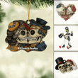 Personalized Skull Couple Ornament For Christmas Tree Decor, Custom Acrylic Ornament For Couple Skull Lover
