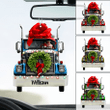 Personalized Santa Claus Driving Truck Ornament For Car Decor, Custom Name Trucker Flat Acrylic Car Ornament