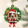 Personalized American Cocker Spaniel Christmas Wreath Ornament, Gift for Dog Lovers Flat Acrylic Ornament