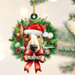Personalized Bull Terrier Christmas Wreath Ornament, Gift for Dog Lovers Flat Acrylic Ornament