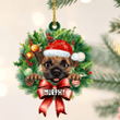 Personalized Border Terrier Christmas Wreath Ornament, Gift for Dog Lovers Flat Acrylic Ornament