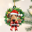 Personalized Airedale Terrier Christmas Wreath Ornament, Gift for Dog Lovers Flat Acrylic Ornament