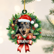 Personalized Beauceron Christmas Wreath Ornament, Gift for Dog Lovers Flat Acrylic Ornament