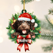 Personalized Barbet Christmas Wreath Ornament, Gift for Dog Lovers Flat Acrylic Ornament