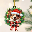 Personalized Cardigan Welsh Corgi Christmas Wreath Ornament, Gift for Dog Lovers Flat Acrylic Ornament