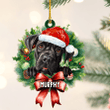 Personalized Cane Corso Christmas Wreath Ornament, Gift for Dog Lovers Flat Acrylic Ornament