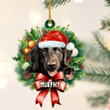 Personalized Flat Coated Retriever Christmas Wreath Ornament, Gift for Dog Lovers Flat Acrylic Ornament