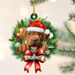 Personalized Dogue de Bordeaux Christmas Wreath Ornament, Gift for Dog Lovers Flat Acrylic Ornament