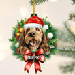 Personalized Otterhound Christmas Wreath Ornament, Gift for Dog Lovers Flat Acrylic Ornament