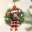 Personalized German Shorthaired Pointer Christmas Wreath Ornament, Gift for Dog Lovers Flat Acrylic Ornament