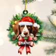 Personalized Welsh Springer Spaniel Christmas Wreath Ornament, Gift for Dog Lovers Flat Acrylic Ornament