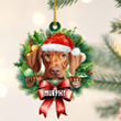 Personalized Vizsla Christmas Wreath Ornament, Gift for Dog Lovers Flat Acrylic Ornament