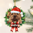 Personalized Shar Pei Christmas Wreath Ornament, Gift for Dog Lovers Flat Acrylic Ornament