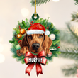 Personalized Redbone Coonhound Christmas Wreath Ornament, Gift for Dog Lovers Flat Acrylic Ornament