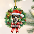 Personalized Rat Terrier Christmas Wreath Ornament, Gift for Dog Lovers Flat Acrylic Ornament