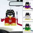 Hockey Penguin With Hockey Stick Personalized Flat Acrylic Ornament For Car Decor, Gift For Hockey Players Lovers