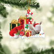 White Chihuahua Sleeping On Gift Boxes Merry Christmas Flat Acrylic Ornament, Christmas Gift for Dog Lovers