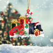 Black Labrador Sleeping On Gift Boxes Merry Christmas Flat Acrylic Ornament, Christmas Gift for Dog Lovers