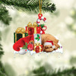 Poodle Sleeping On Gift Boxes Merry Christmas Flat Acrylic Ornament, Christmas Gift for Dog Lovers