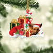 German Shepherd Sleeping On Gift Boxes Merry Christmas Flat Acrylic Ornament, Christmas Gift for Dog Lovers