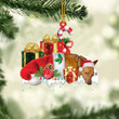 Red Miniature Pinscher Sleeping On Gift Boxes Merry Christmas Flat Acrylic Ornament, Gift for Dog Lovers