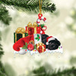 Black Cockapoo Sleeping On Gift Boxes Merry Christmas Flat Acrylic Ornament, Gift for Dog Lovers