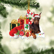 Brown Dobermann Sleeping On Gift Boxes Merry Christmas Flat Acrylic Ornament, Christmas Gift for Dog Lovers