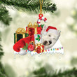 West Highland White Terrier Sleeping On Gift Boxes Merry Christmas Flat Acrylic Ornament, Gift for Dog Lovers