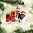 Black And Tan Dachshund Sleeping On Gift Boxes Merry Christmas Flat Acrylic Ornament, Gift for Dog Lovers