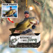 Wishing I Was Fishing Custom Photo - Personalized Photo Mica Ornament - Christmas Gift For Fishing Lovers