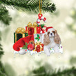 Cavalier King Charles Spaniel 2 Sleeping On Gift Boxes Merry Christmas Flat Acrylic Ornament, Gift for Dog Lovers
