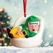 Baby Newborn Funny My First Christmas Upload Photo Personalized Acrylic Ornament