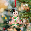 Cute Baby Upload Photo Christmas Snowman Costume Personalized Acrylic Ornament