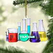 Custom Chemistry Glass Shape Flat Ornament, Biological Science Christmas Ornament, Gift for Chemistry Lover