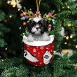 Custom Black & White Shih Tzu and In Snow Pocket Christmas Ornament, Personalized Dog Flat Acrylic Ornament