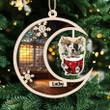 Personalized American Bulldog In Snow Pocket Christmas Suncatcher Ornament, Custom Dog Breeds, Gift For Dog Lovers