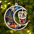 Personalized American Bulldog In Snow Pocket Christmas Suncatcher Ornament, Custom Dog Breeds, Gift For Dog Lovers