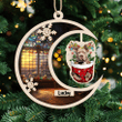 Personalized American Bully In Snow Pocket Christmas Suncatcher Ornament, Custom Dog Breeds, Gift For Dog Lovers