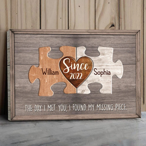 Personalized Canvas Gift For Couple Husband Wife - Thank You For Being Such An Important Piece - Custom Puzzle Canvas Valentine Day