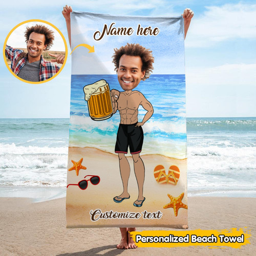 Custom Photo Funny Beach Towels For Men Muscle Body Custom Pool Towel Summer Outfits