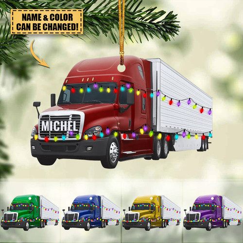 2023 New Release Personalized Truck Ornament with Christmas Light, Gift for Trucker, Truck Driver Dad Gift