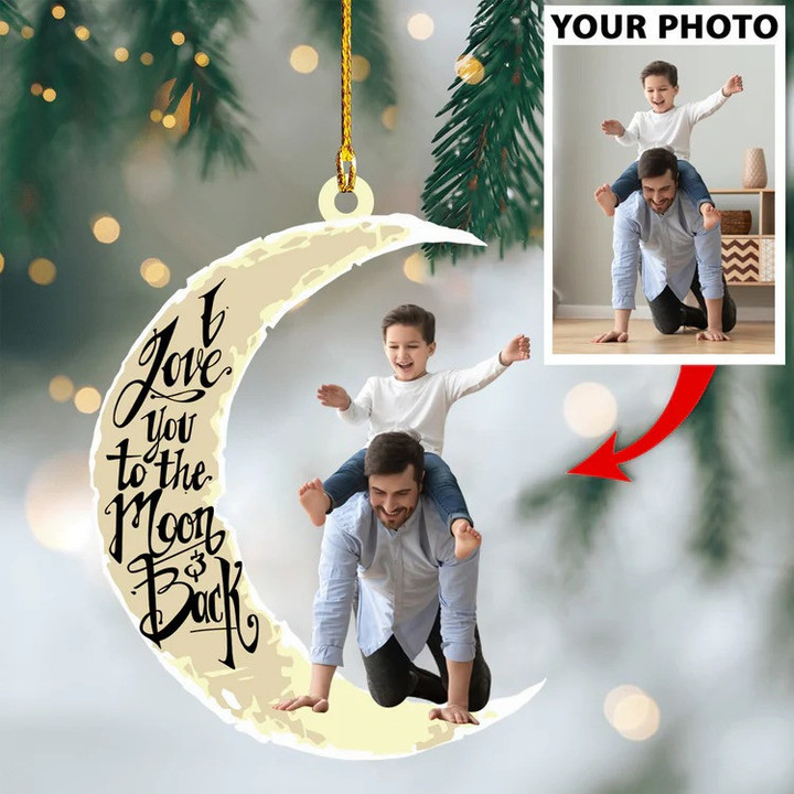 Custom Photo Father and Son Christmas Ornament, Gift for Dad and Son Family Ornament