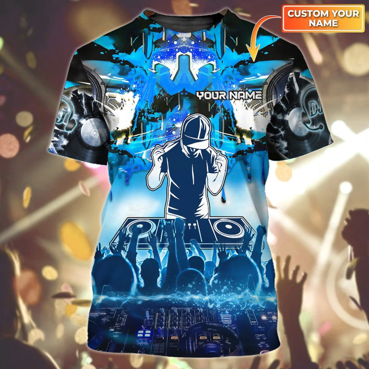 Customized With Name Colorful 3D T Shirt For Dj, Unisex 3D Deejay Tee Shirts, Musican Playing Dj Shirts