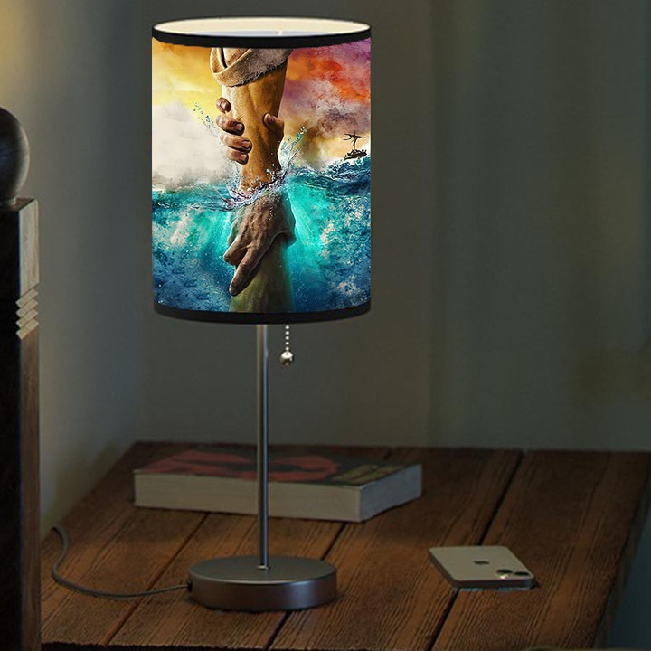Jesus Painting, God Give Me Your Hand Watercolor Table Lamp for Living Room